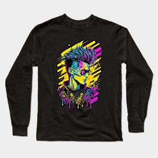 Neon Cyberpunk Hacker - V1.04 Long Sleeve T-Shirt